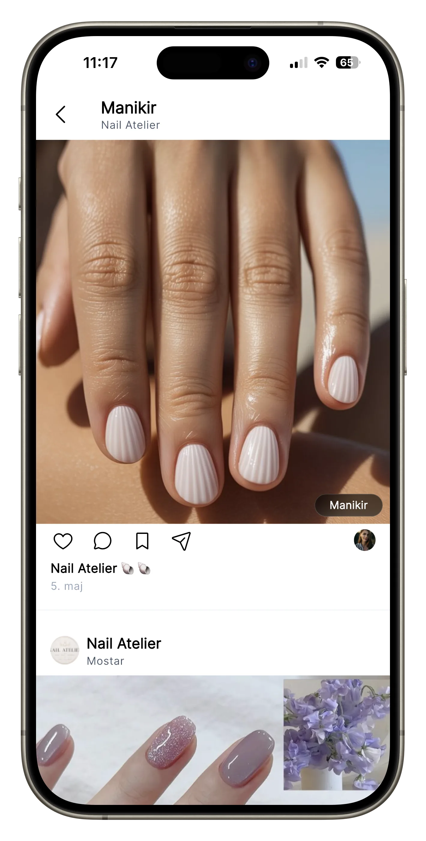 Kruug aplikacija na iPhoneu: objava rada iz galerije biznisa